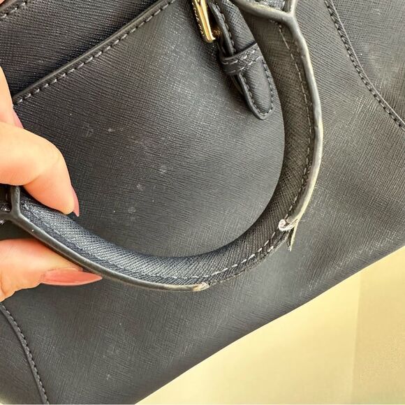 MK Michael Kors Blue and Gold Medium purse with crossbody straps and handles - Picture 10 of 16